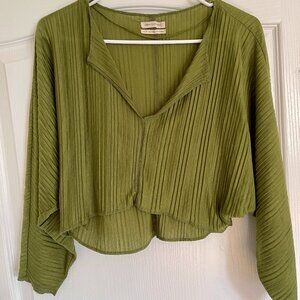 Urban Outfitters Green Plisse Top